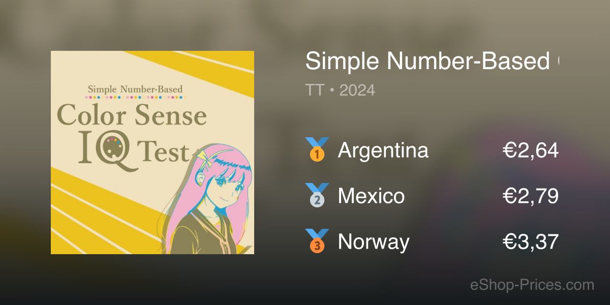 Simple Number-Based Color Sense IQ Test | Cheapest eShop Price