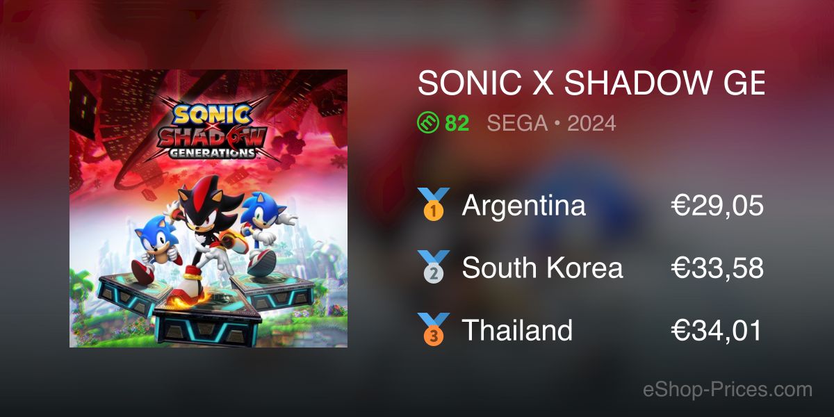 SONIC X SHADOW GENERATIONS | Cheapest eShop Price – Thai Baht