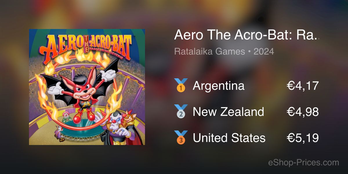 Bat Rascal Colber Aero The Acro-Bat: Rascal Rival Revenge | Cheapest eShop Price